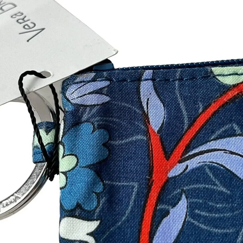 Vera Bradley Floral Bursts ID Holder Lanyard Zip Case Coin Purse Small Pouch
